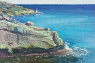 “Where is it?” “That’s a secret Oil on canvas on hardboard Triptych 150 x 117 cm. Triptych by Paul Critchley, detail