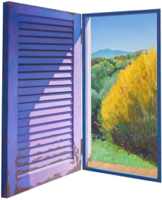 Diptych shaped painting by Paul Critchley, open