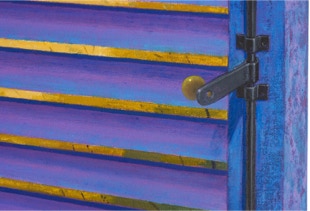 Diptych shaped painting by Paul Critchley, detail