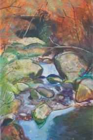 The Rockpool, shaped triptych painting by Paul Critchley, detail