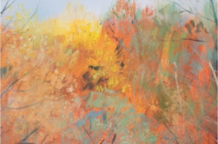 The Rockpool, shaped triptych painting by Paul Critchley, detail