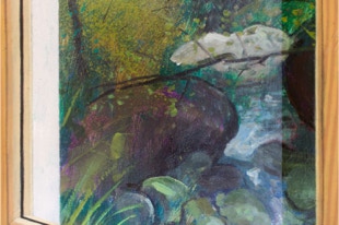 The Rockpool, shaped triptych painting by Paul Critchley, detail